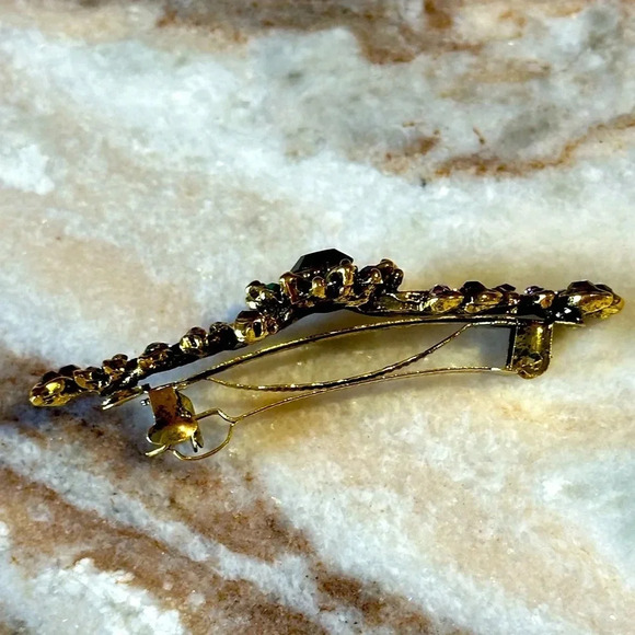 Amethyst Dark Purple, AB Floral Crystal Rhinestone Medium Barrette Hair Clip - Picture 3 of 6